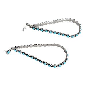 Southwestern Silver Turquoise Teardrop Hoop Earrings Extra Large Boho Chic Stone